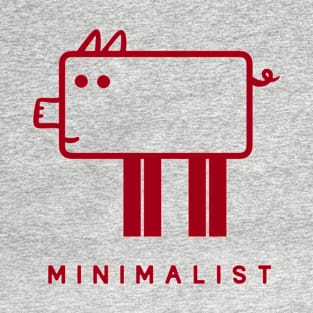 Geometrical, minimalist design for pig fans in red ink T-Shirt